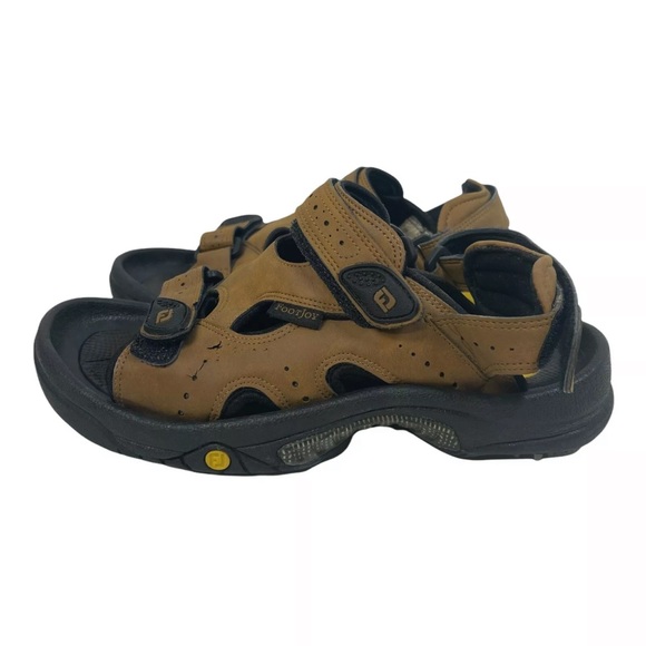 Footjoy 45692 FJ Men's 8 M Brown Strap Soft Spikes Golf Adjustable Sandals - Picture 2 of 7